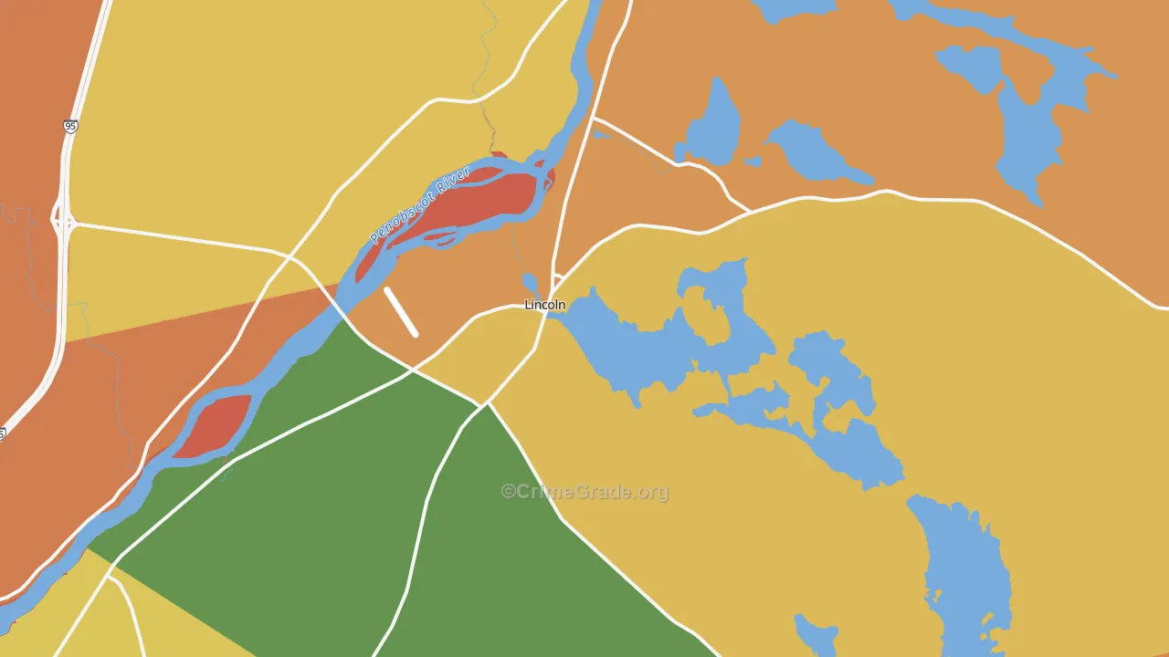 Lincoln, ME Map of Robbery Rates
