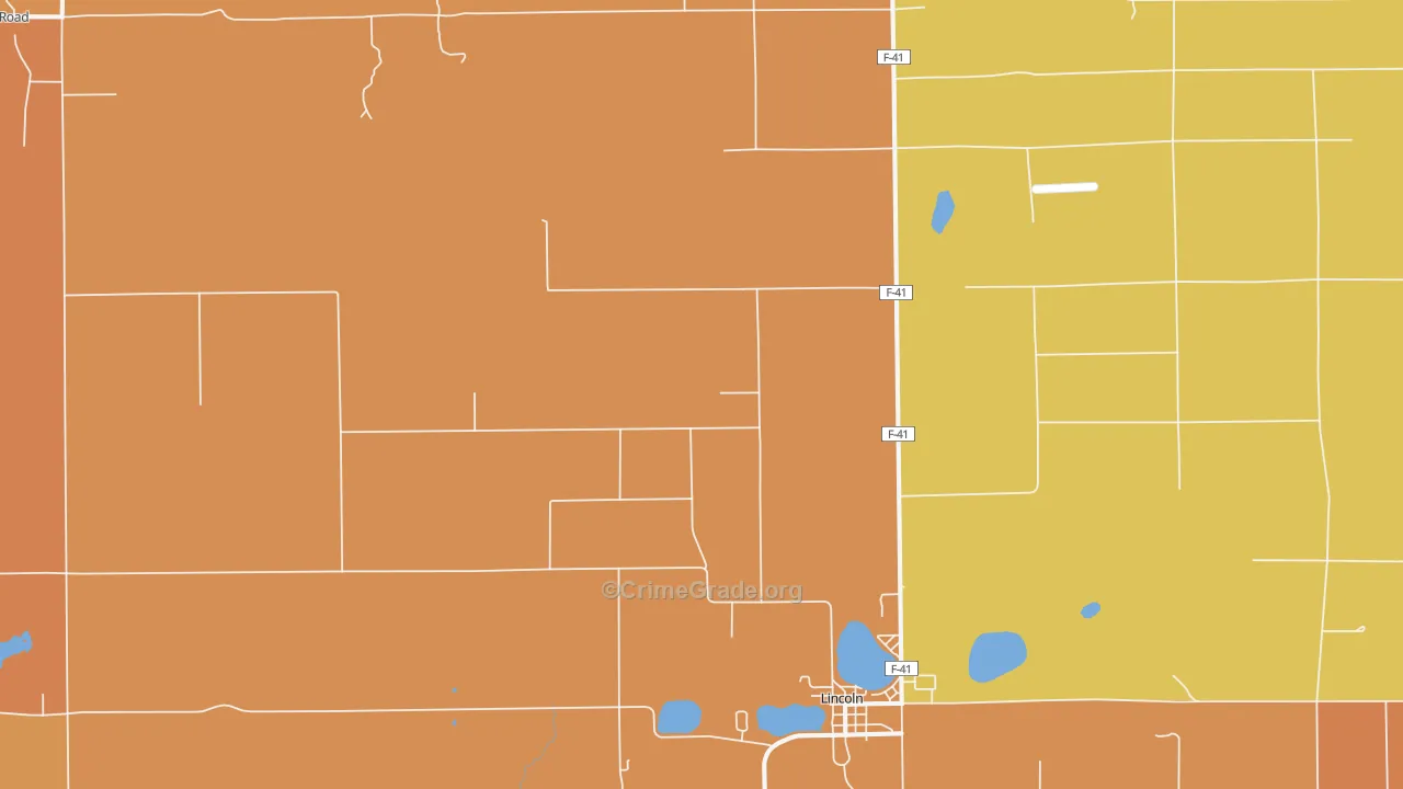 Lincoln, MI Map of Robbery Rates