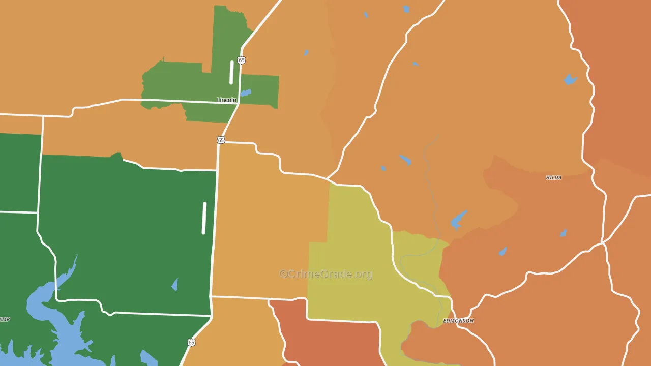 Lincoln, MO Map of Robbery Rates