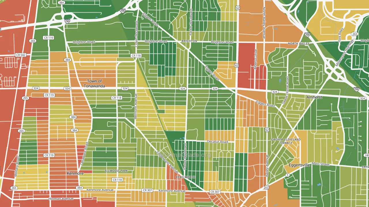 Lincoln Park-Buffalo, Tonawanda, NY Map of Robbery Rates