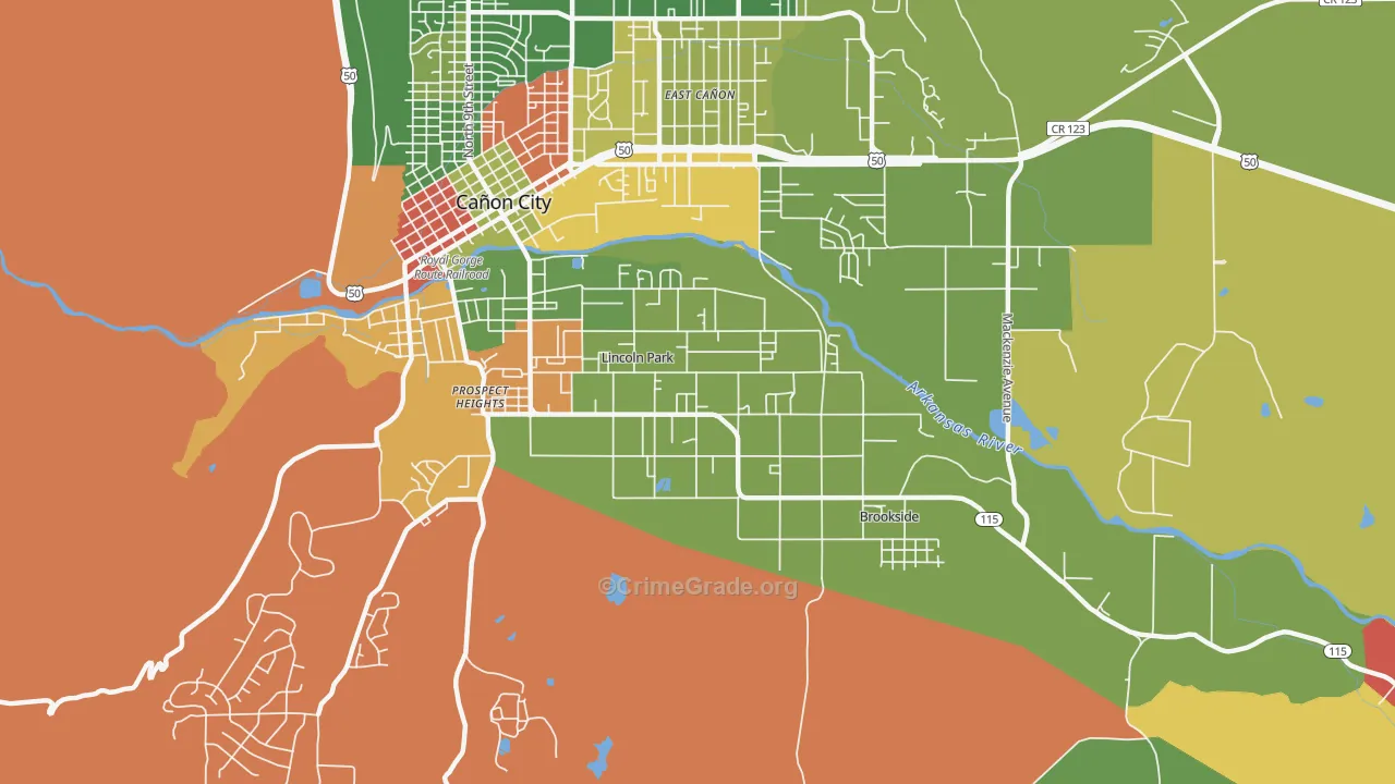 Lincoln Park, CO Map of Robbery Rates