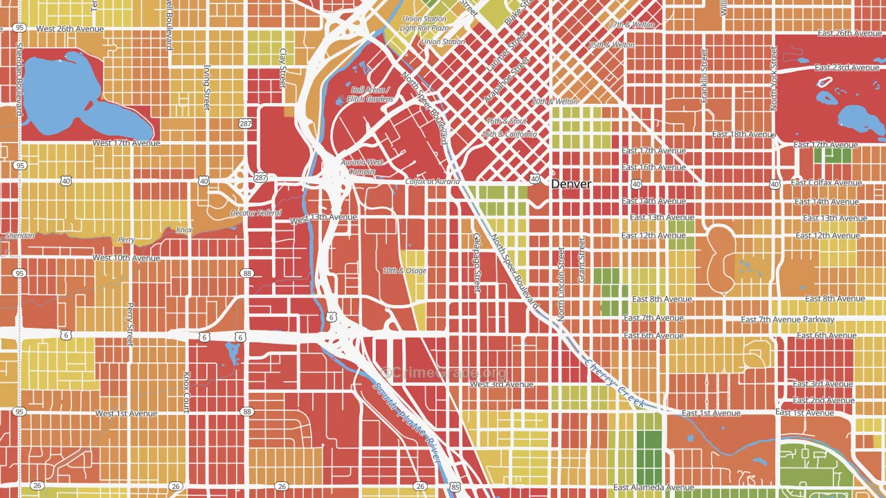 Lincoln Park, Denver, CO Map of Robbery Rates