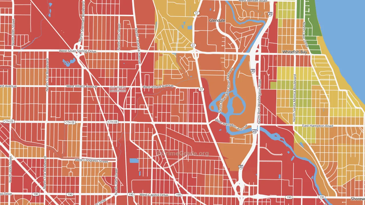 Lincoln Park, Milwaukee, WI Map of Robbery Rates