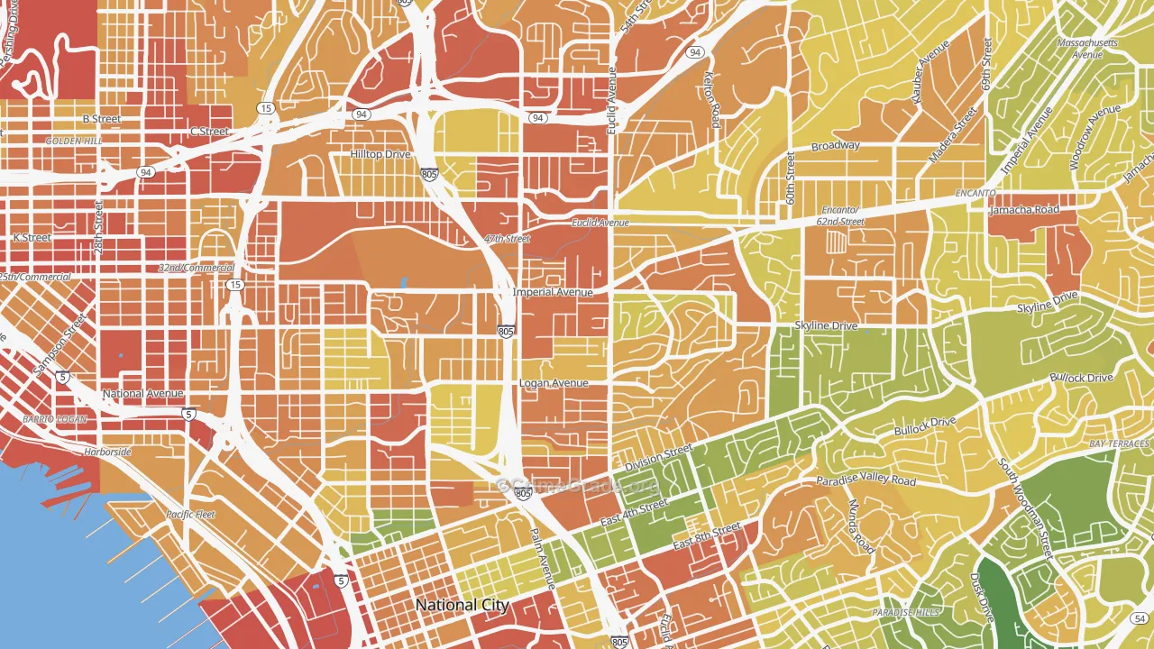 Lincoln Park, San Diego, CA Map of Robbery Rates