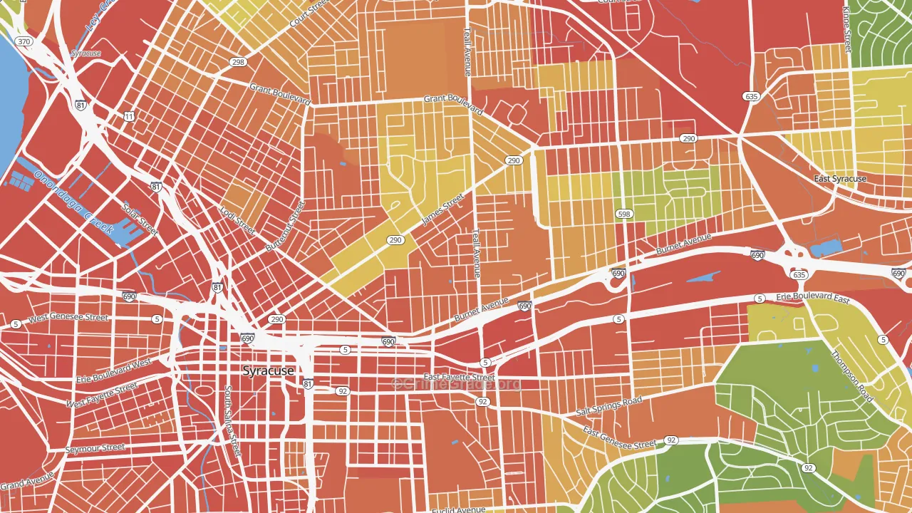 Lincoln Park-Syracuse, Syracuse, NY Map of Robbery Rates