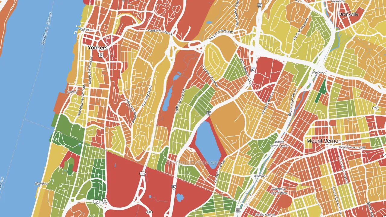 Lincoln Park, Yonkers, NY Map of Robbery Rates