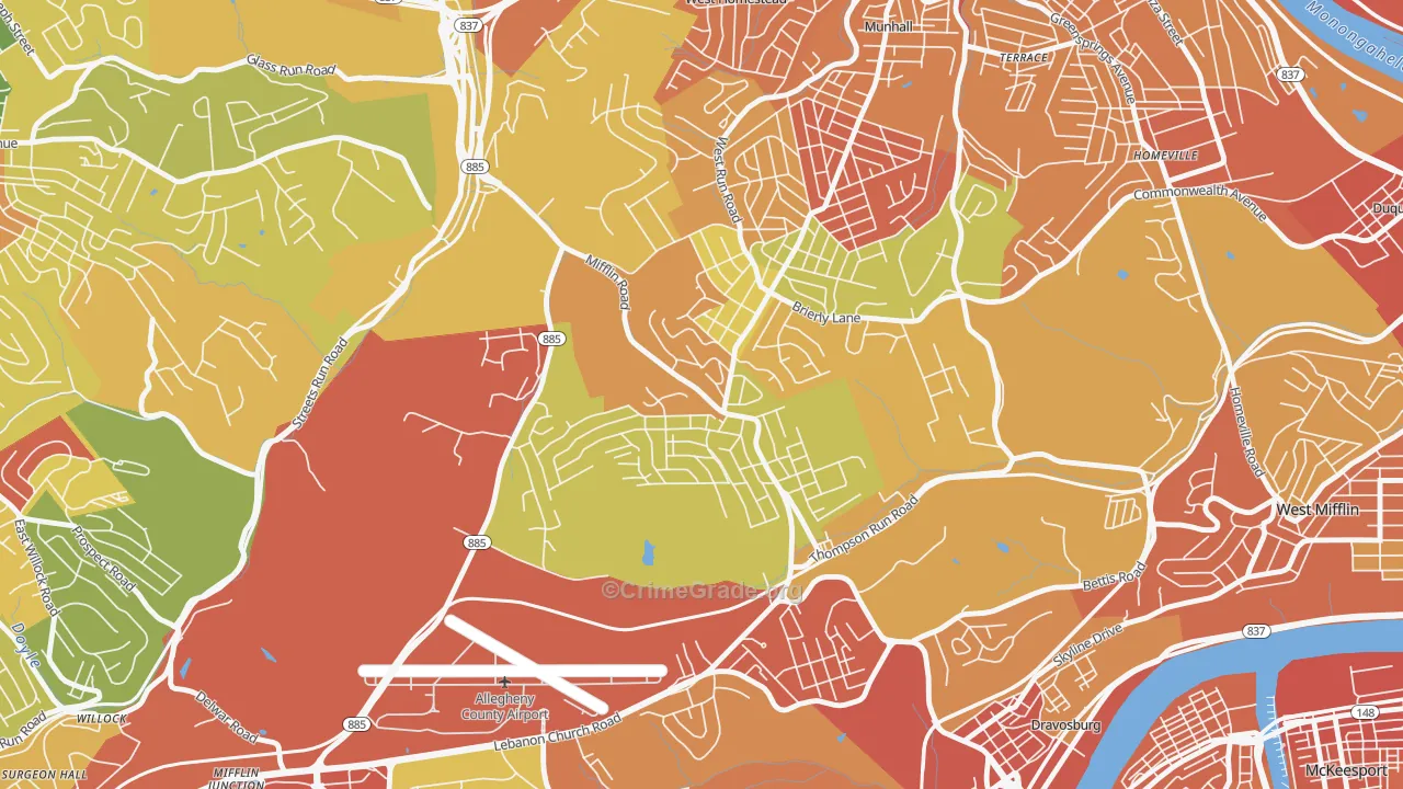 Lincoln Place, Pittsburgh, PA Map of Robbery Rates