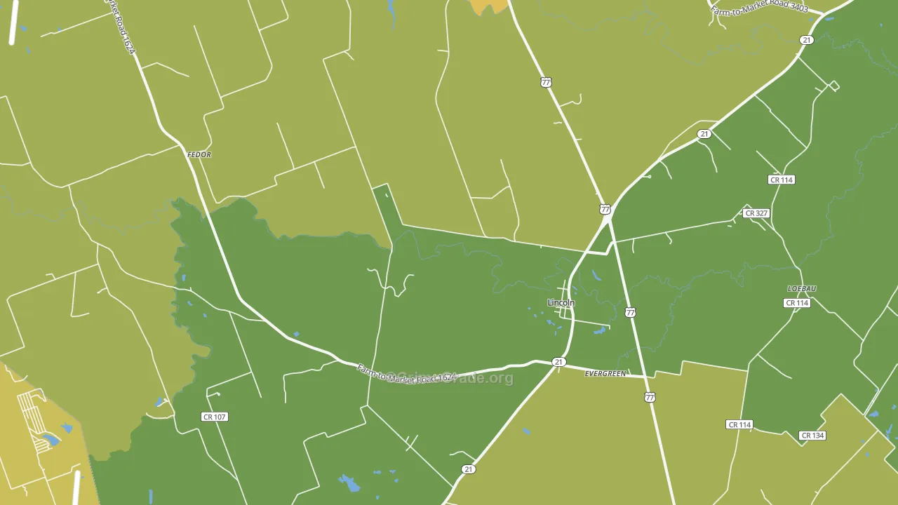 Lincoln, TX Map of Robbery Rates