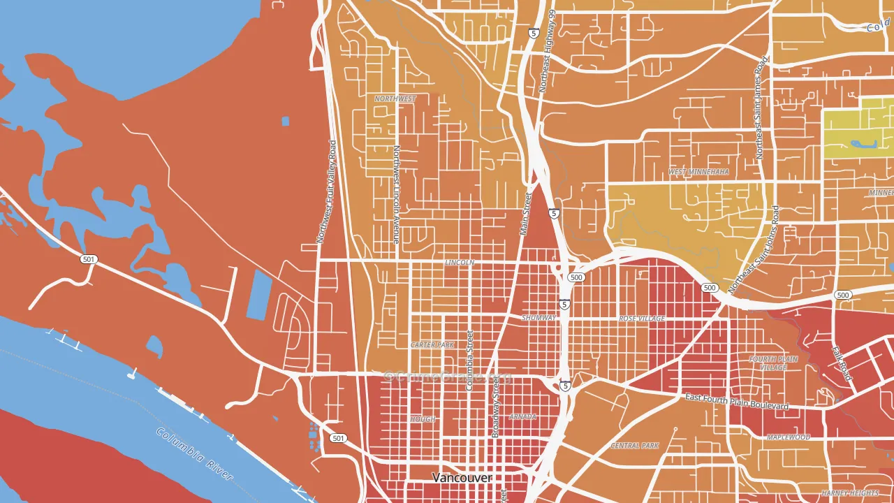 Lincoln, Vancouver, WA Map of Robbery Rates