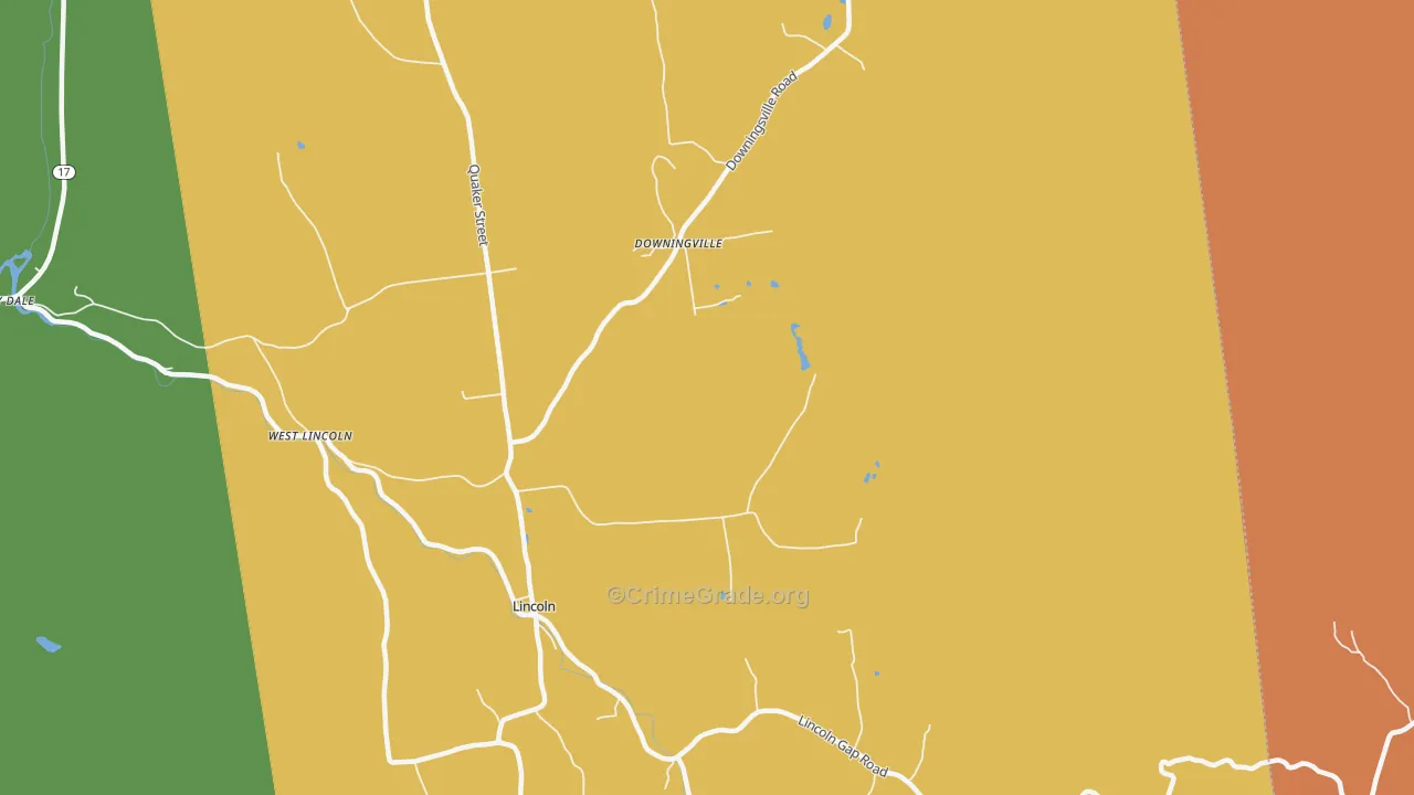 Lincoln, VT Map of Robbery Rates