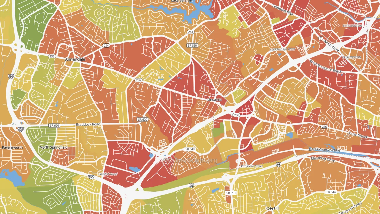 Lincolnia, VA Map of Robbery Rates