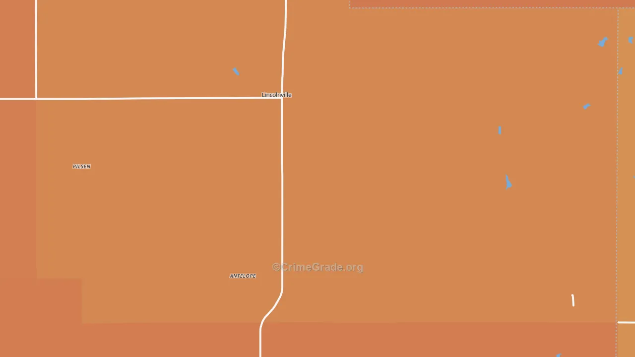 Lincolnville, KS Map of Robbery Rates