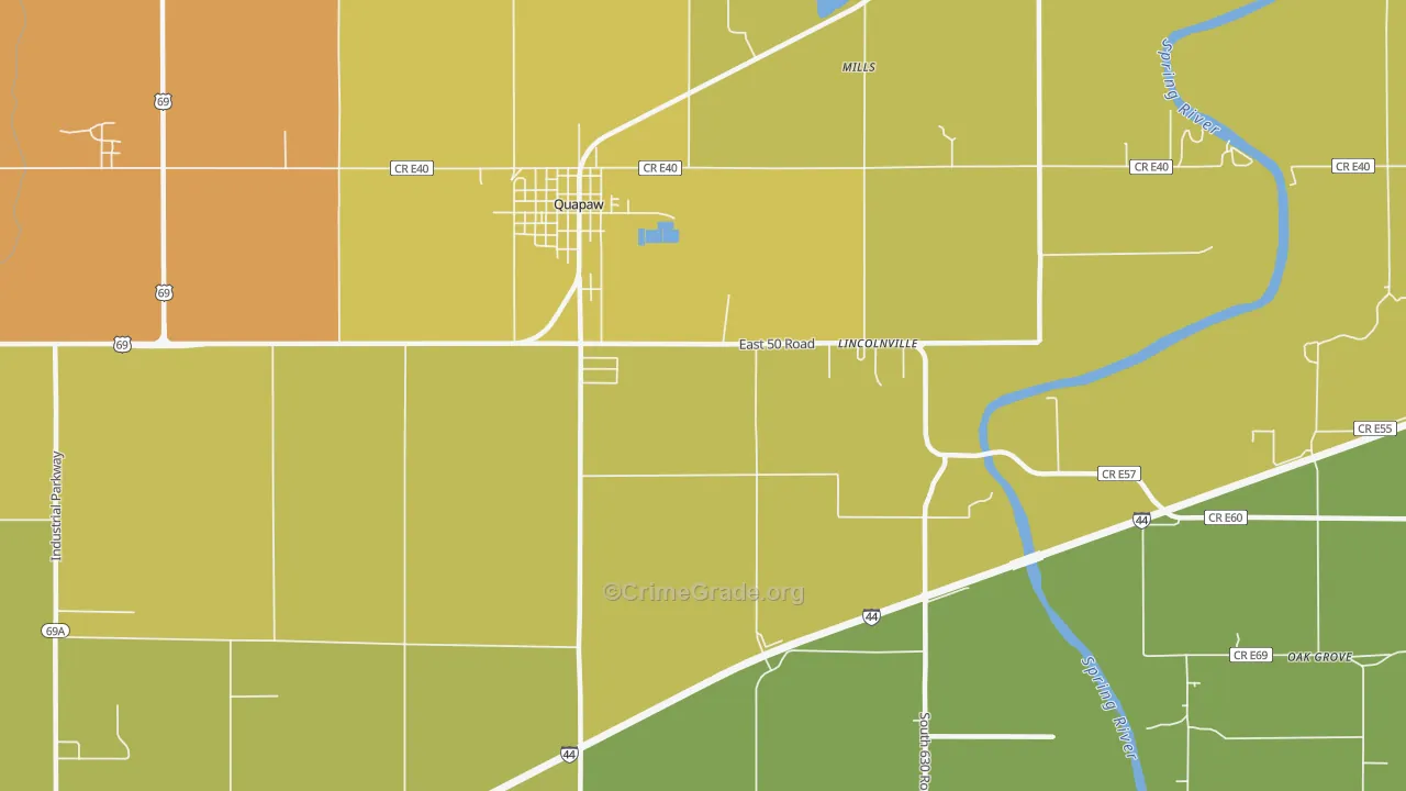 Lincolnville, OK Map of Robbery Rates