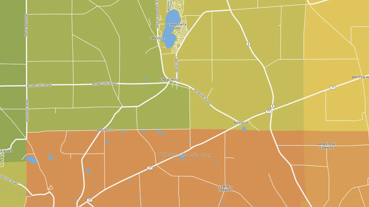 Lincolnville, PA Map of Robbery Rates