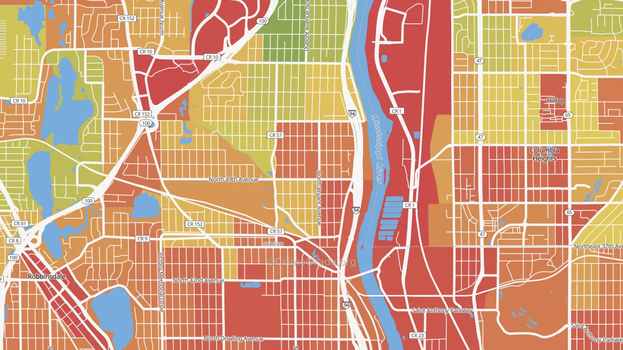Lind-Bohanon, Minneapolis, MN Map of Robbery Rates