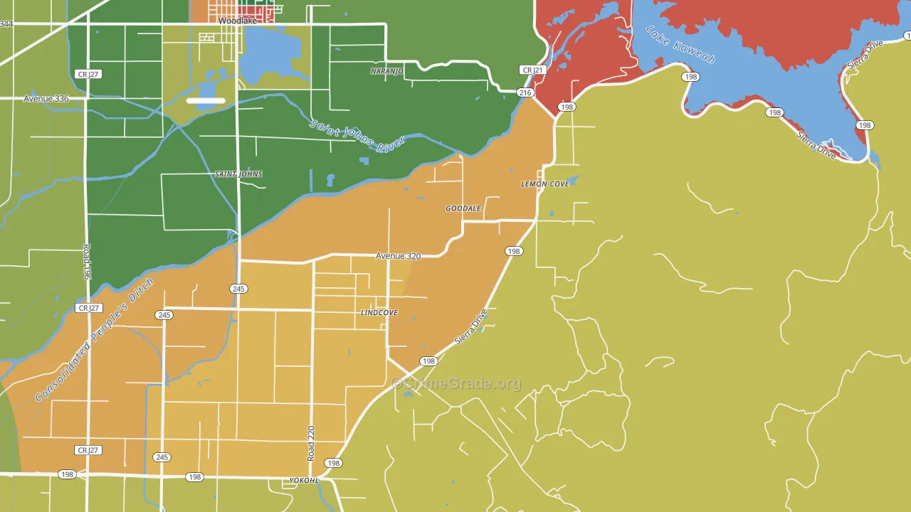 Lind Cove, CA Map of Robbery Rates