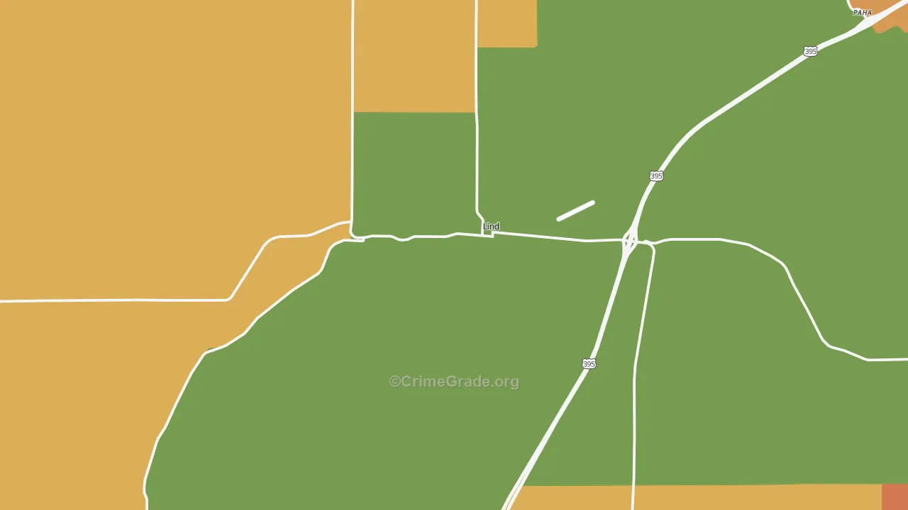 Lind, WA Map of Robbery Rates