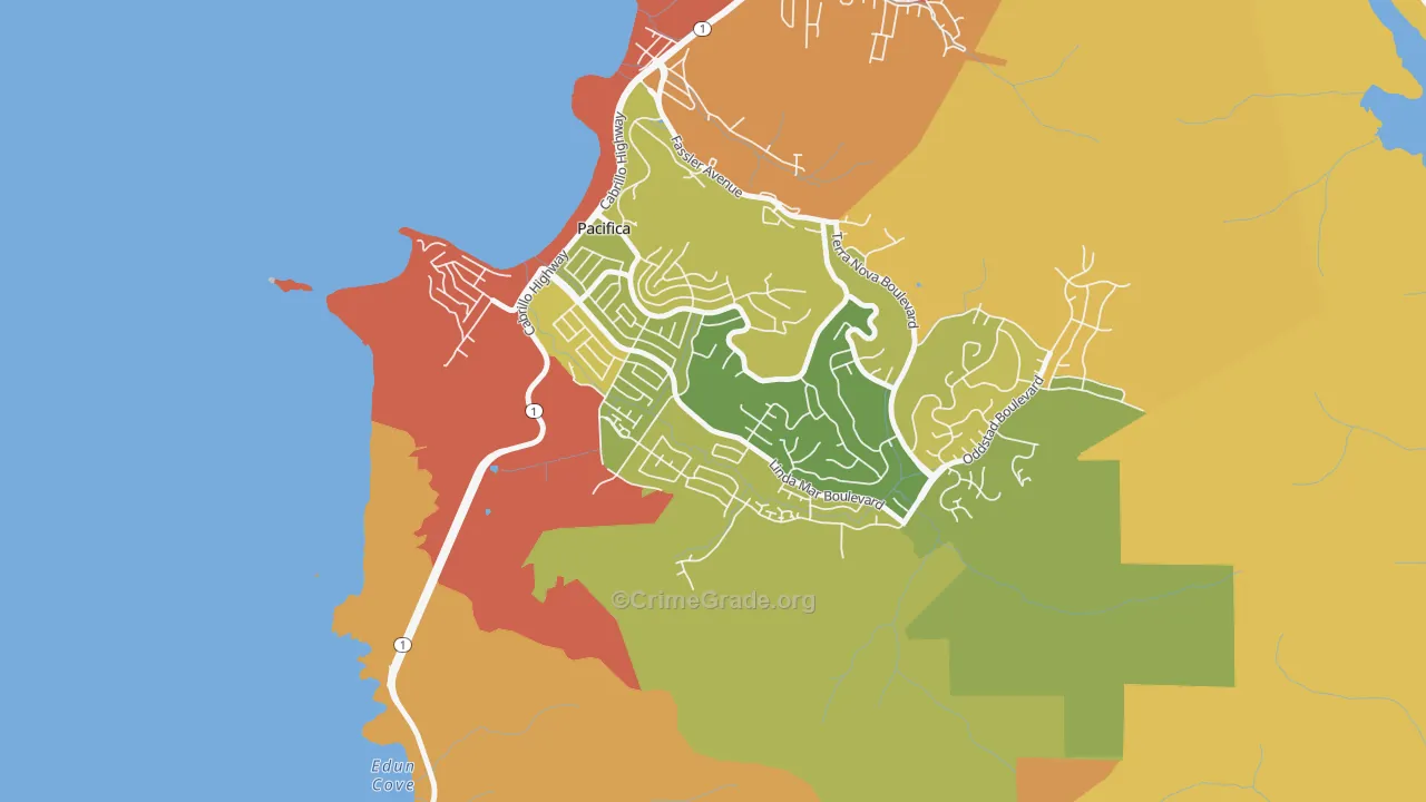 Linda Mar, Pacifica, CA Map of Robbery Rates