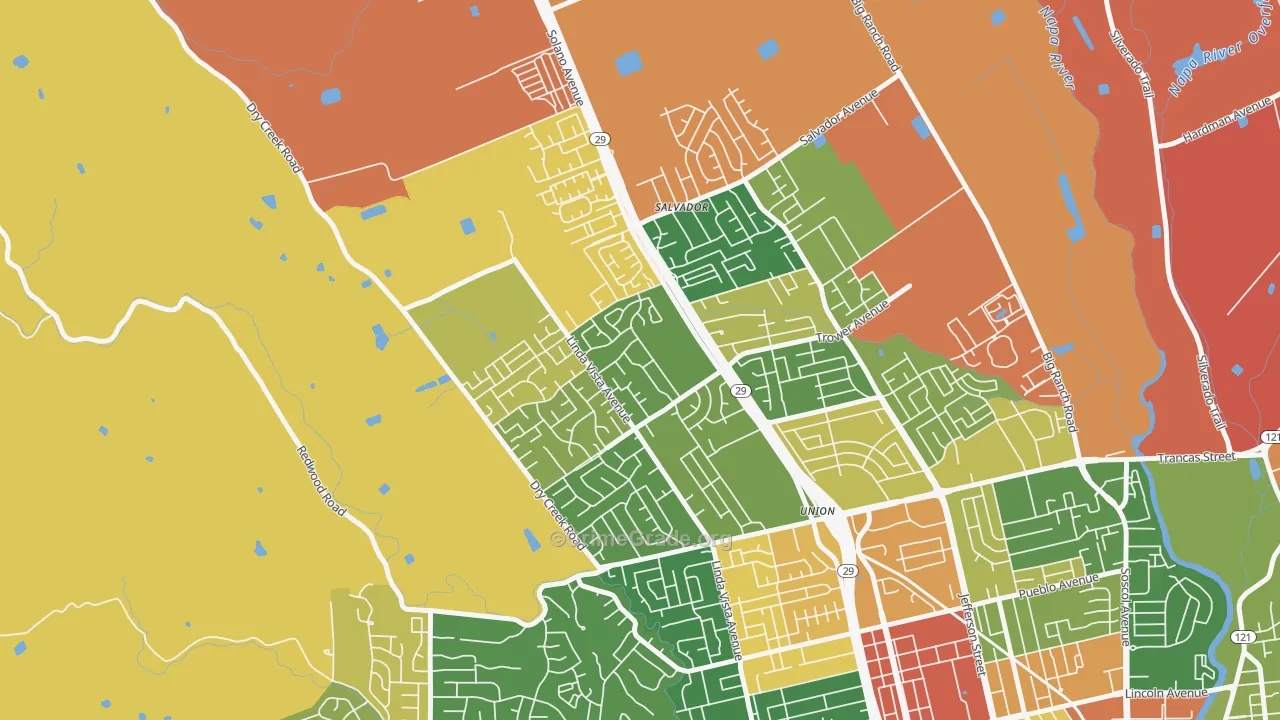 Linda Vista-San Francisco, Napa, CA Map of Robbery Rates