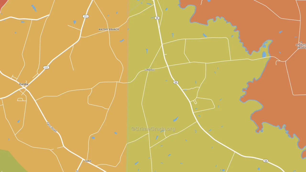 Lindell, NC Map of Robbery Rates