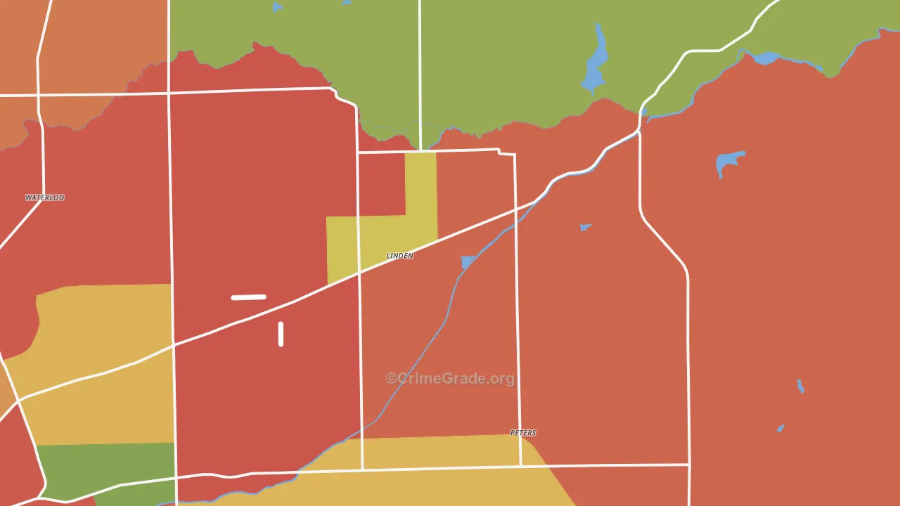 Linden, CA Map of Robbery Rates