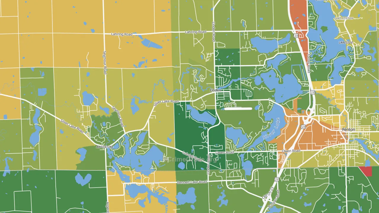Linden, MI Map of Robbery Rates