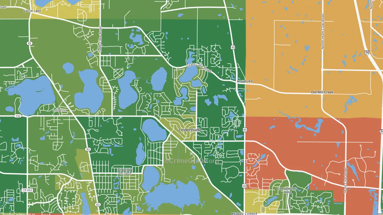Lindenhurst, IL Map of Robbery Rates