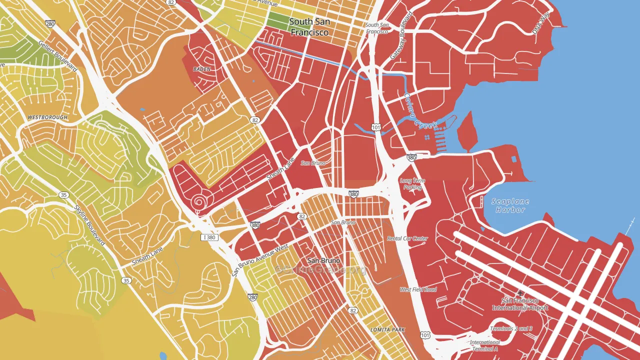 Lindenville, South San Francisco, CA Map of Robbery Rates