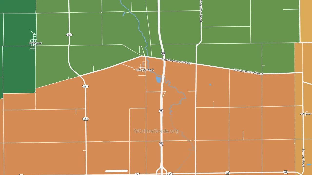 Lindenwood, IL Map of Robbery Rates