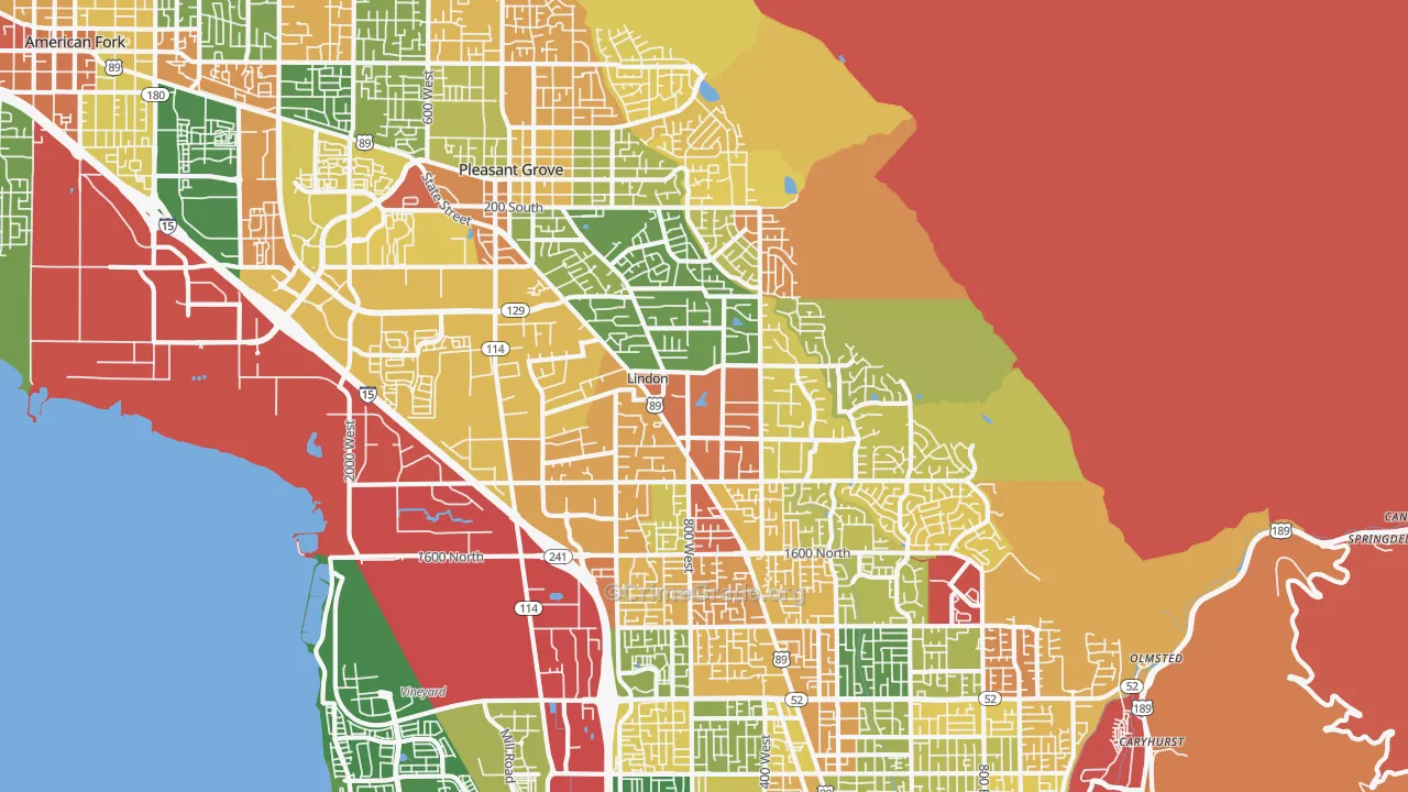 Lindon, UT Map of Robbery Rates