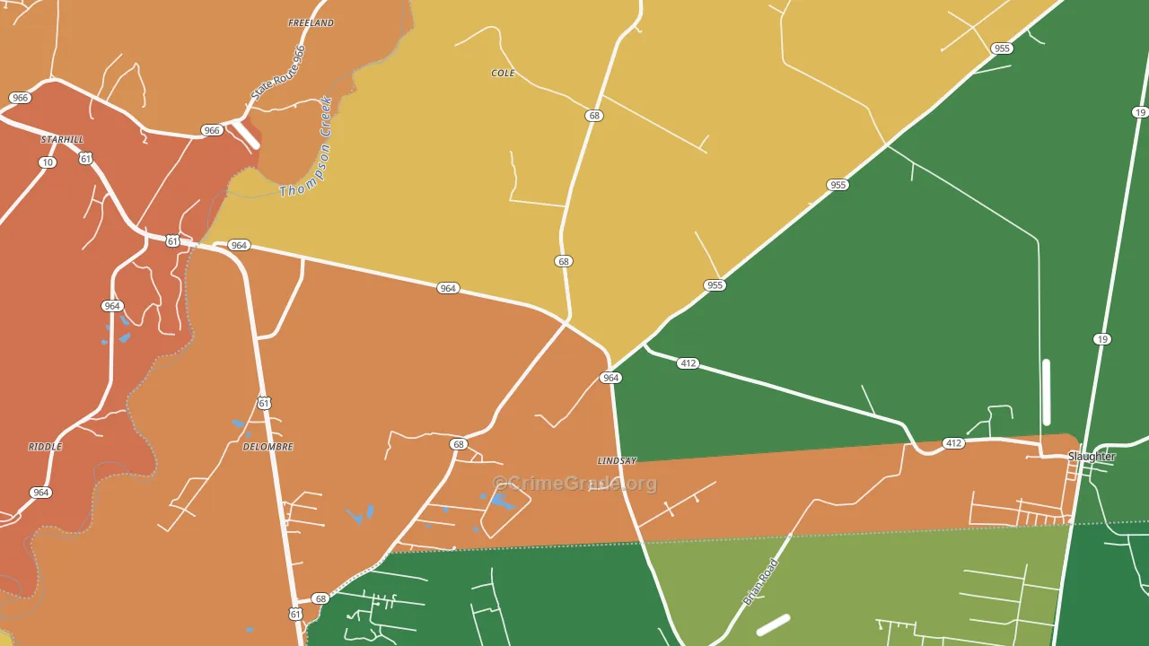 Lindsay, LA Map of Robbery Rates