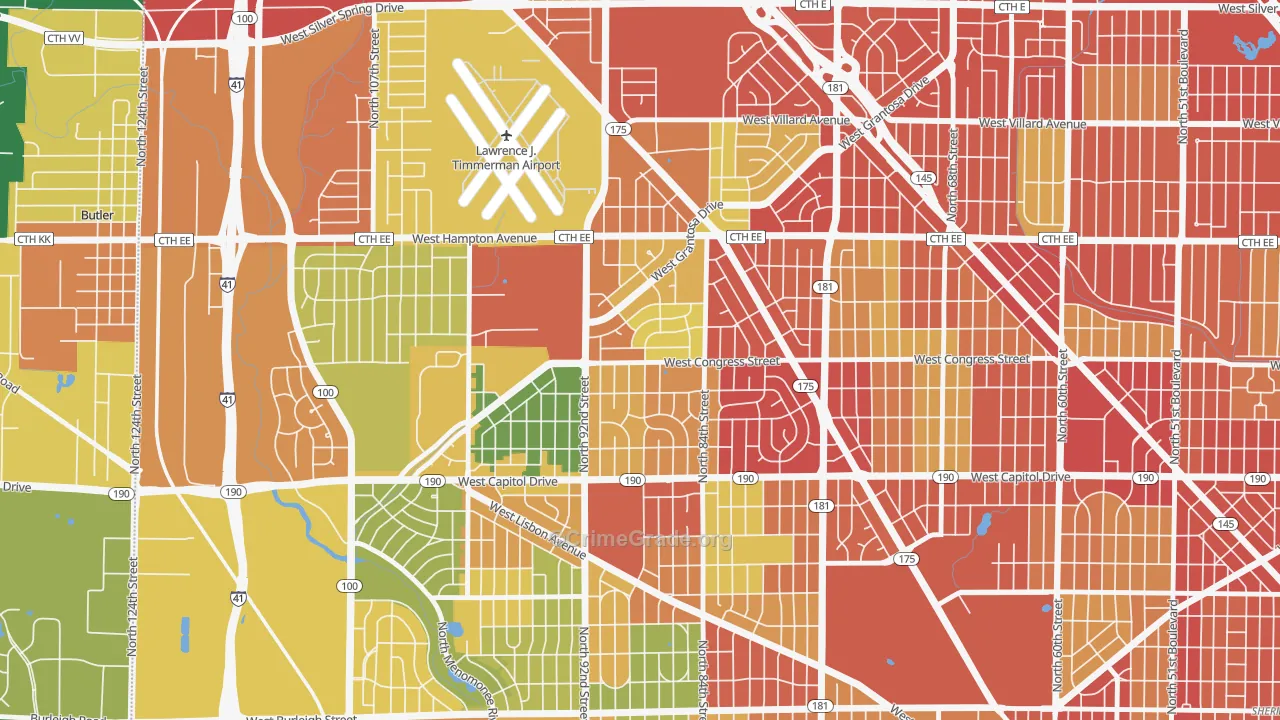 Lindsay Park, Milwaukee, WI Map of Robbery Rates
