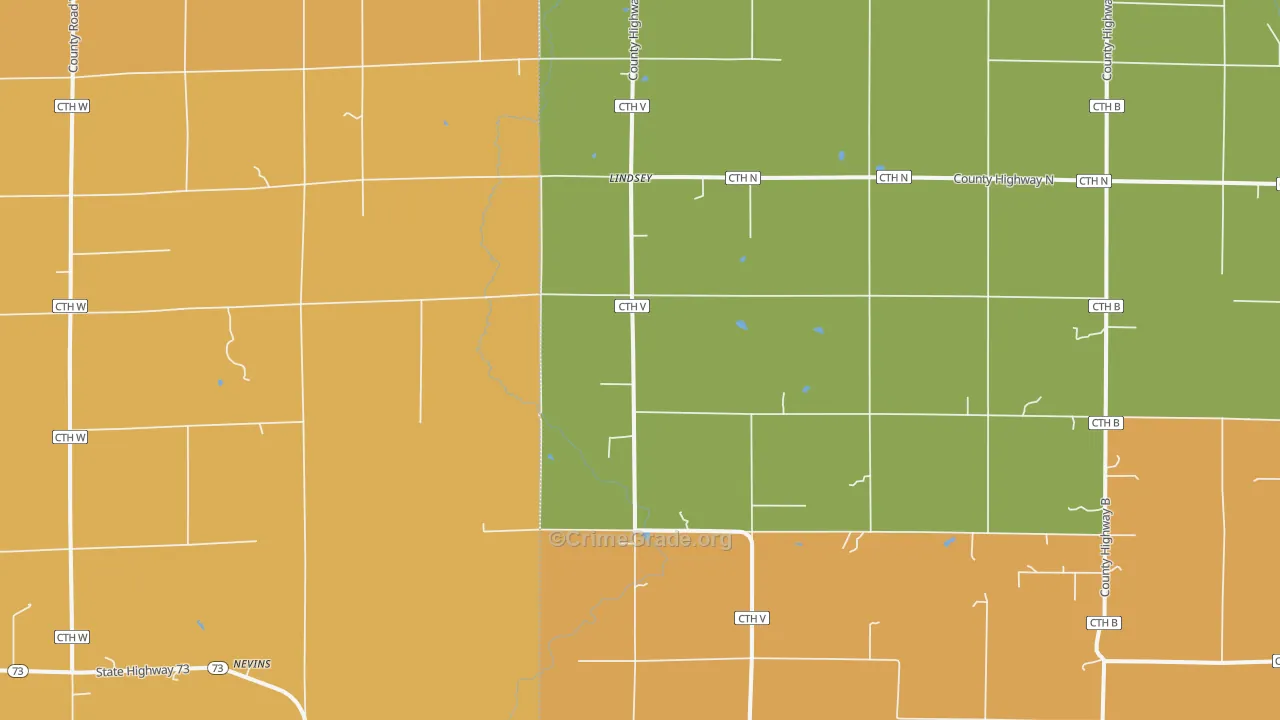 Lindsey, WI Map of Robbery Rates