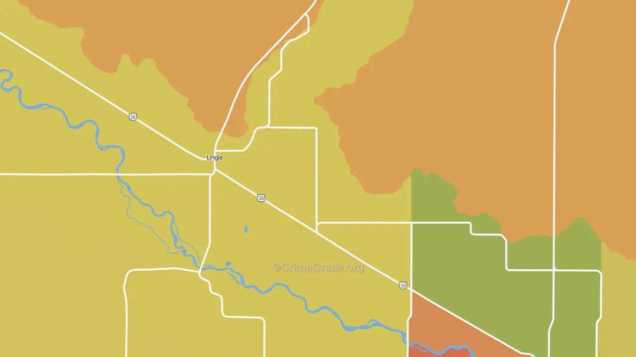 Lingle, WY Map of Robbery Rates