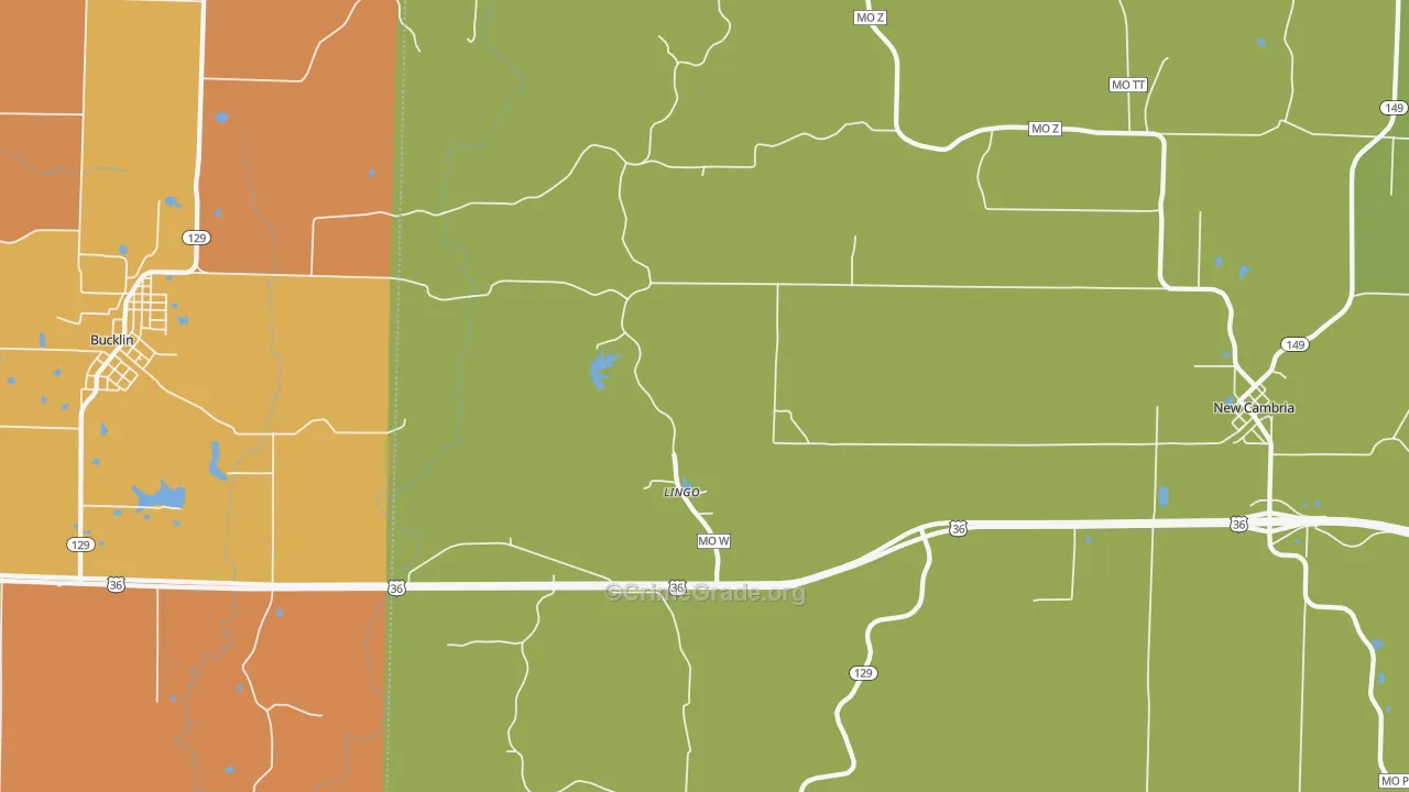 Lingo, MO Map of Robbery Rates