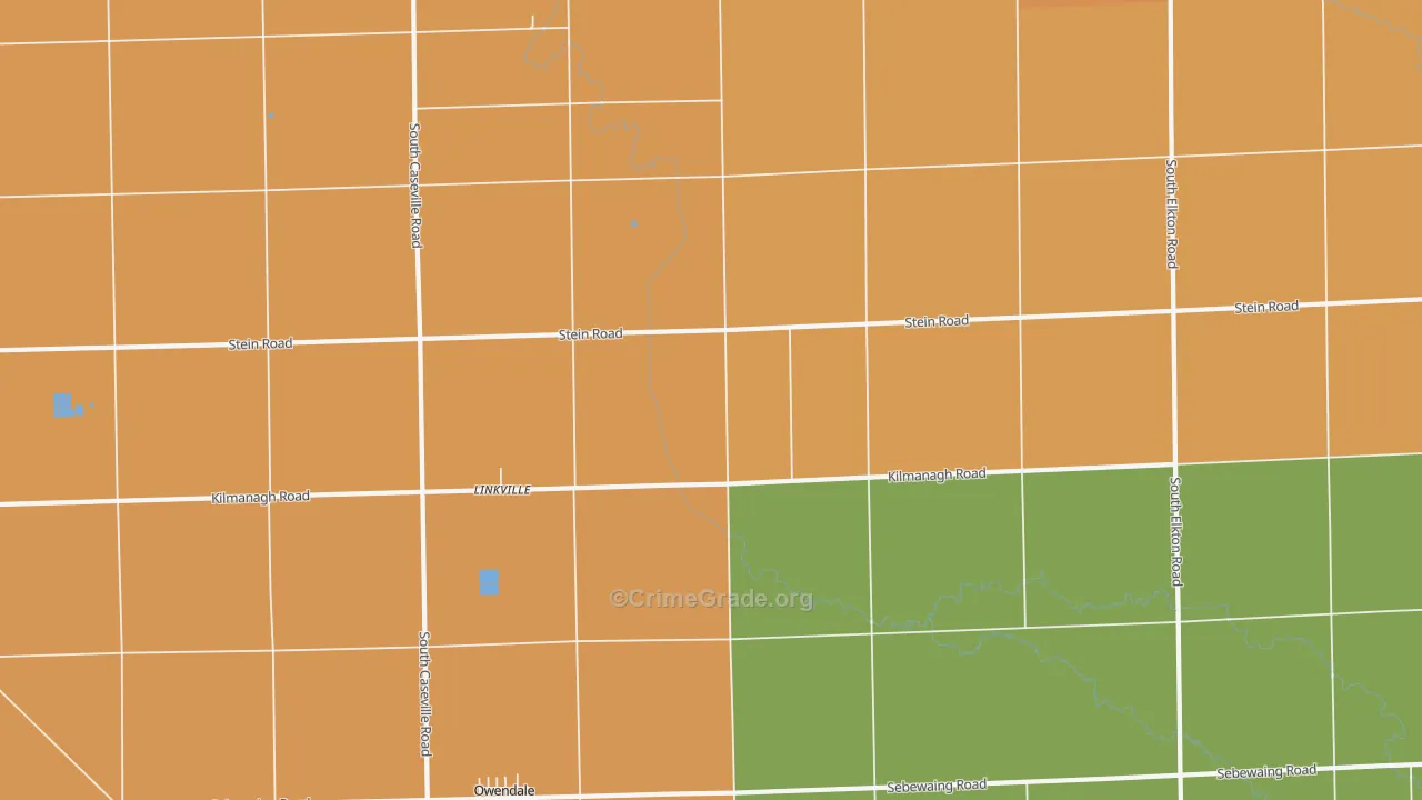 Linkville, MI Map of Robbery Rates