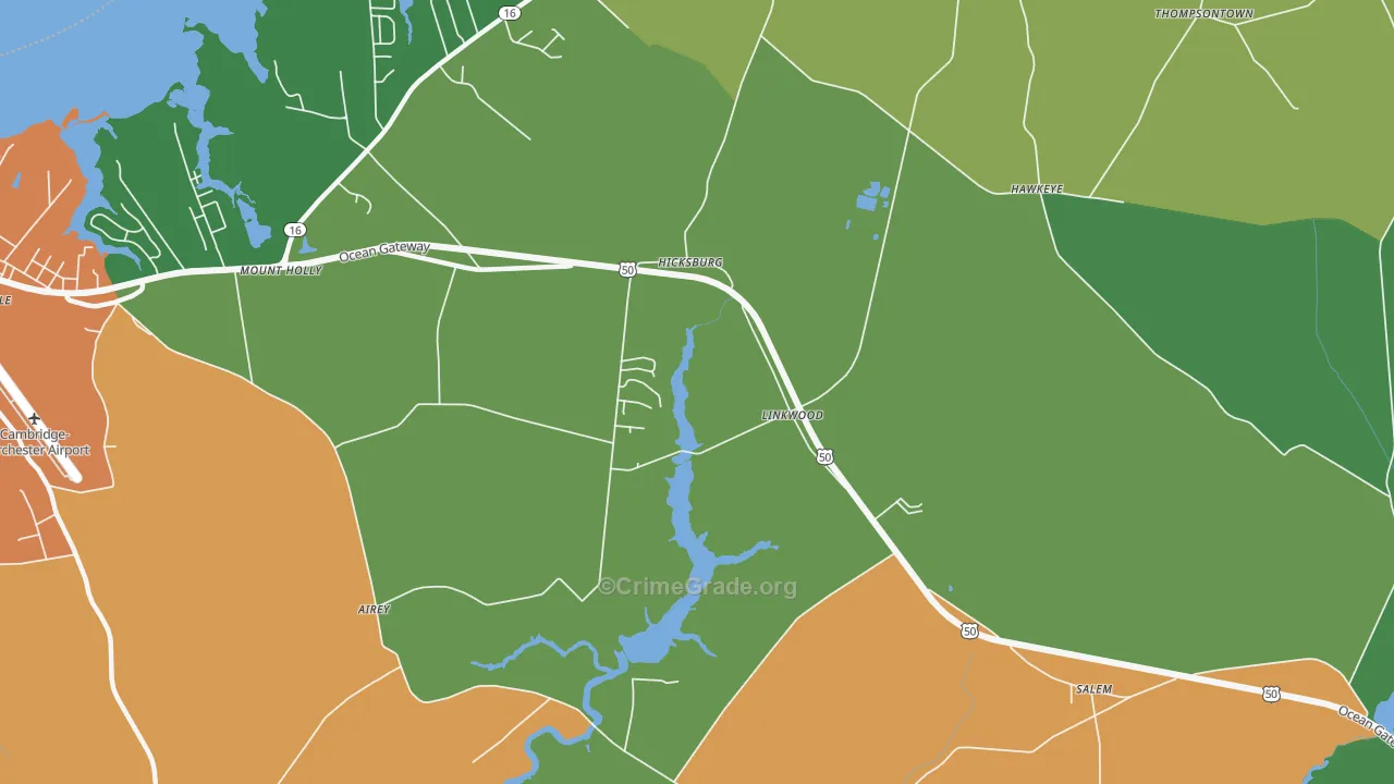 Linkwood, MD Map of Robbery Rates