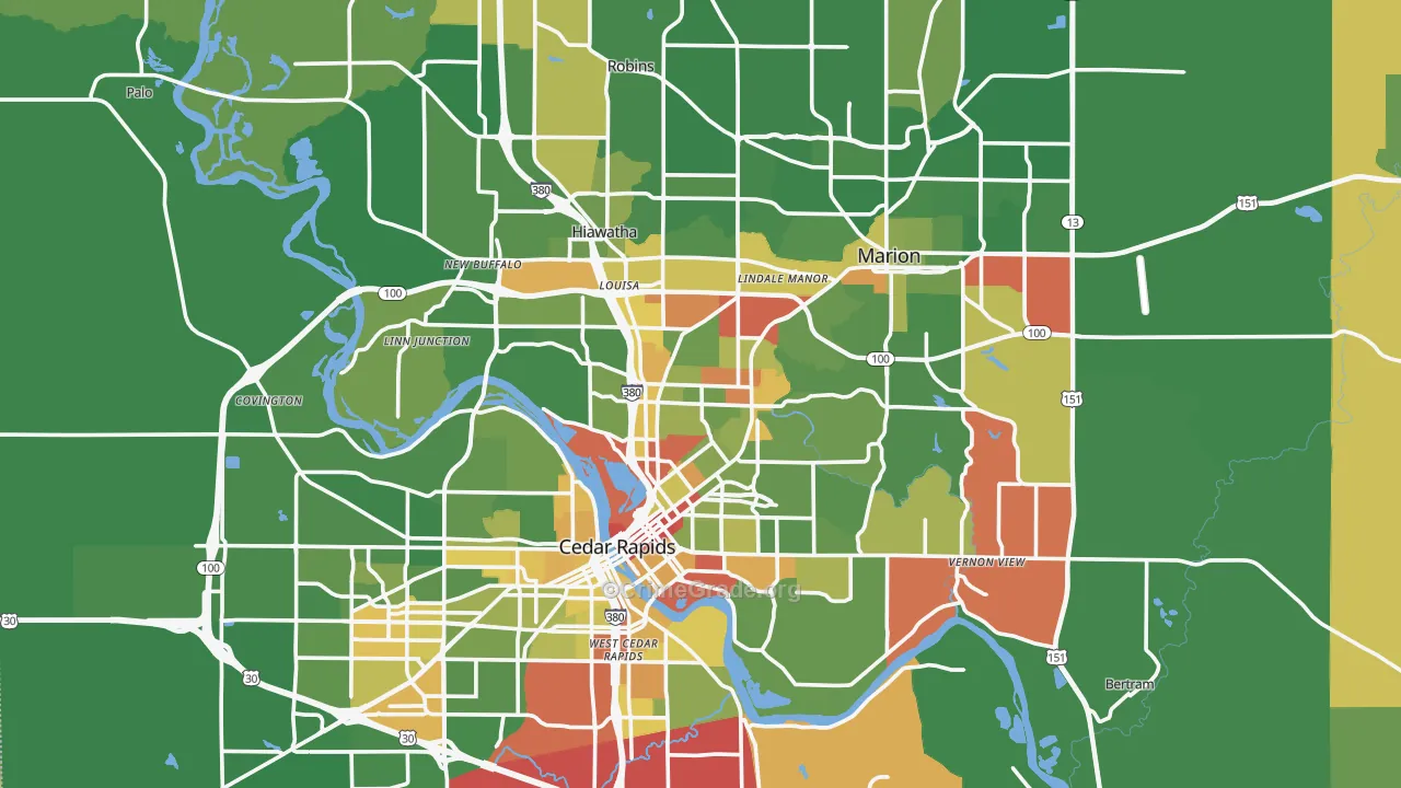 Linn County, IA Map of Robbery Rates