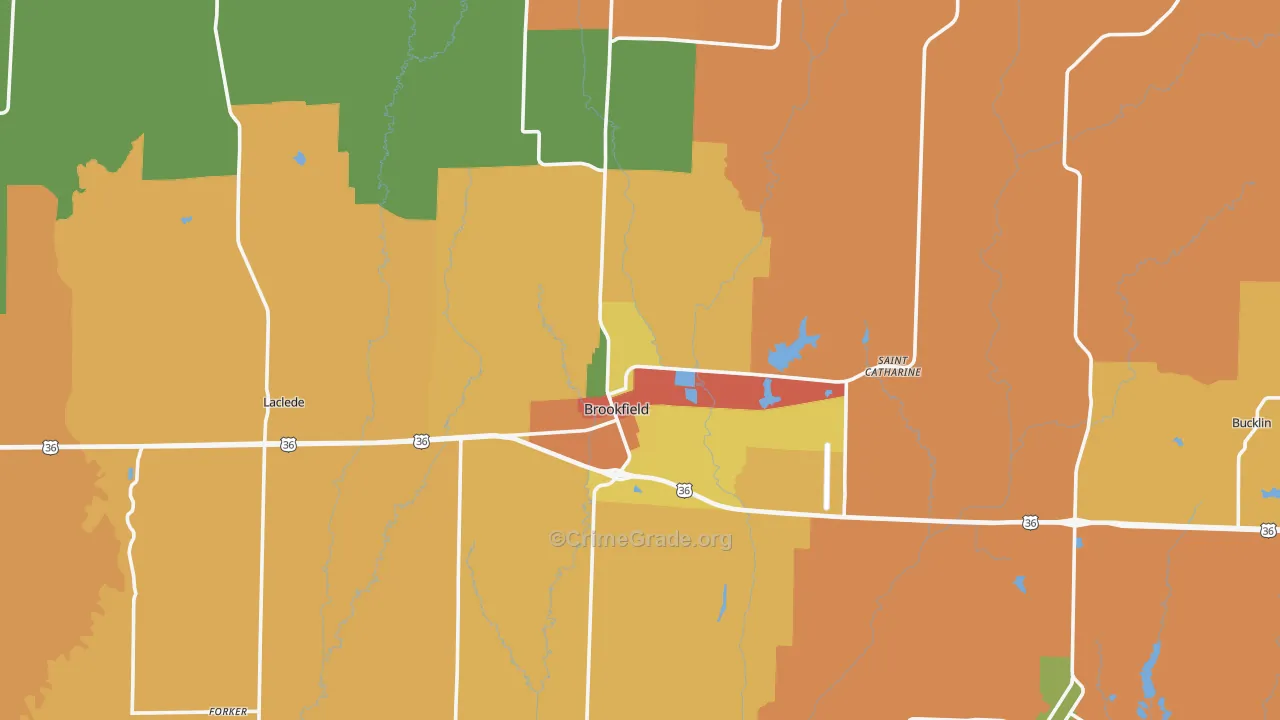 Linn County, MO Map of Robbery Rates