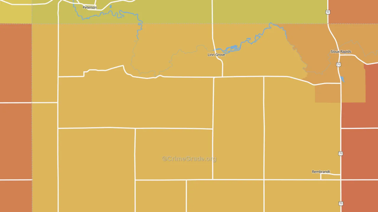 Linn Grove, IA Map of Robbery Rates