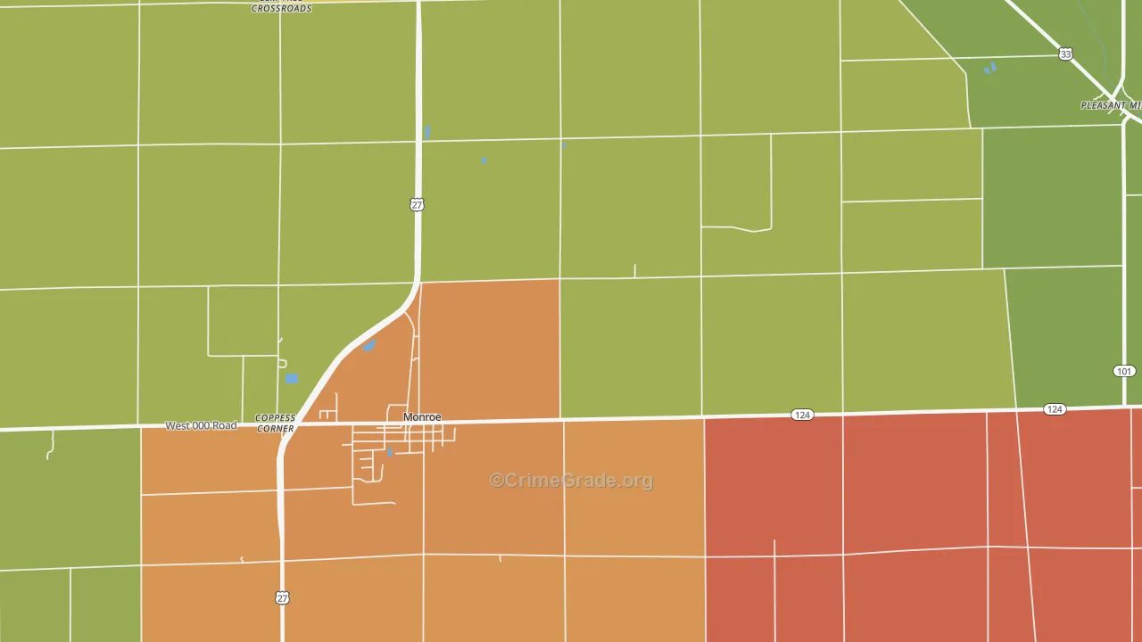 Linn Grove, IN Map of Robbery Rates