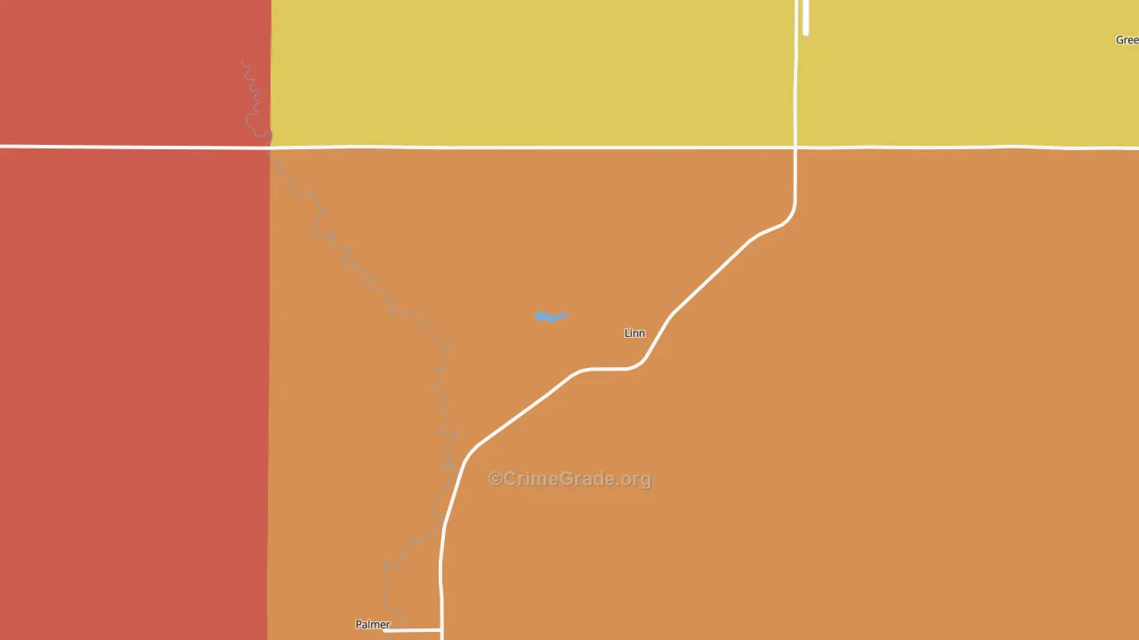 Linn, KS Map of Robbery Rates