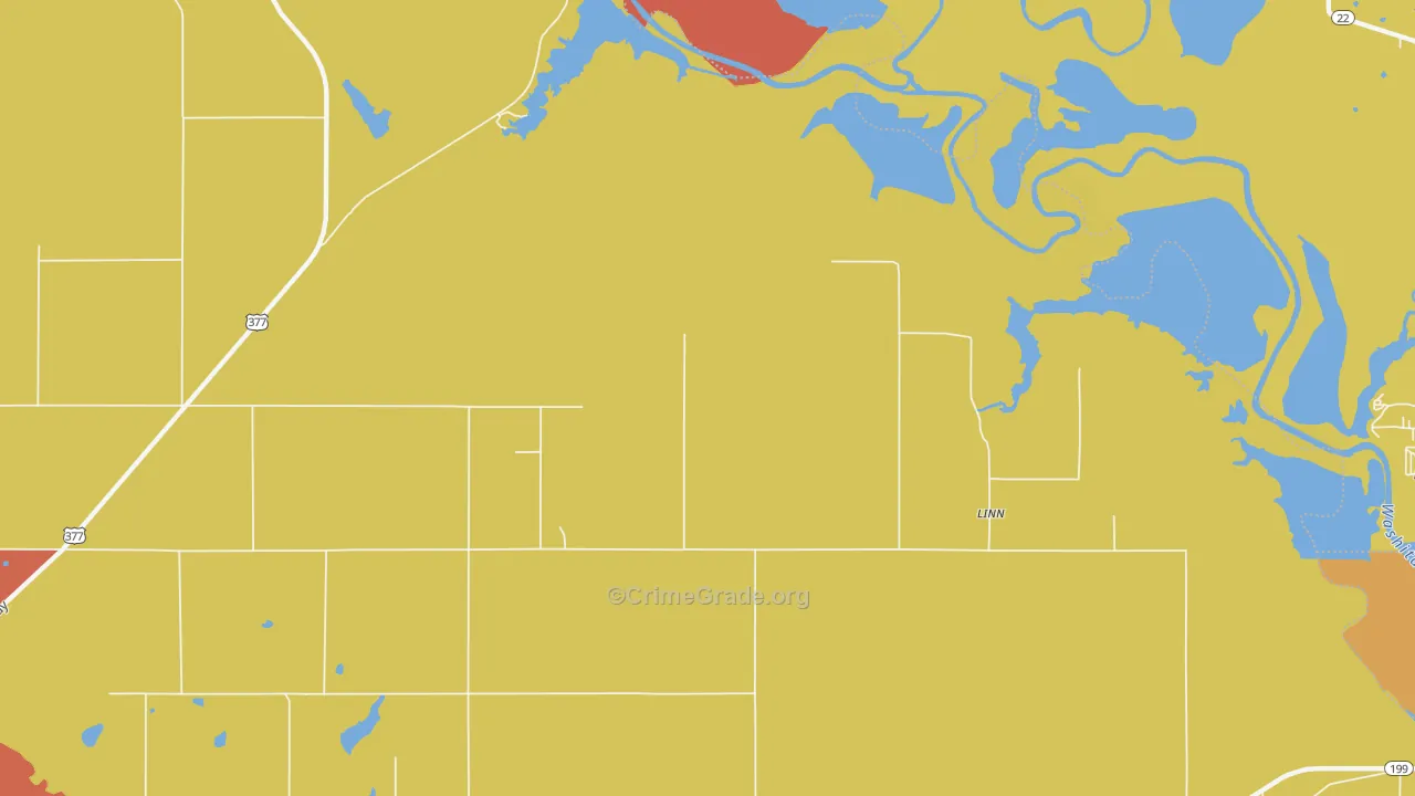 Linn, OK Map of Robbery Rates
