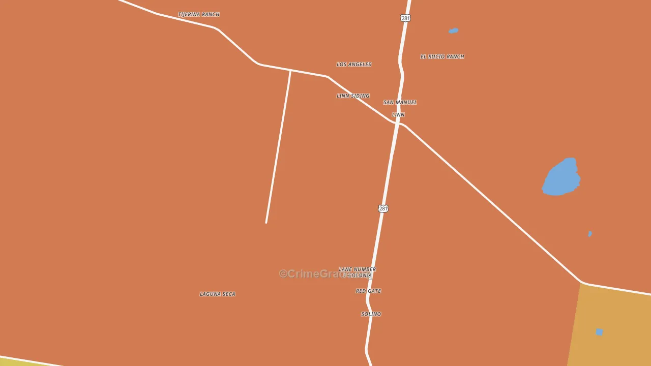 Linn, TX Map of Robbery Rates