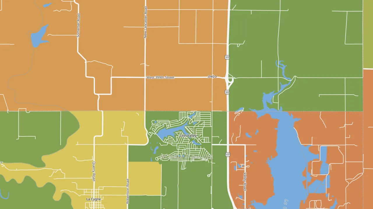Linn Valley, KS Map of Robbery Rates
