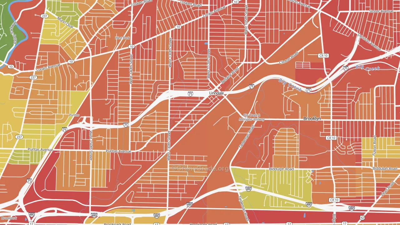 Linndale, OH Map of Robbery Rates