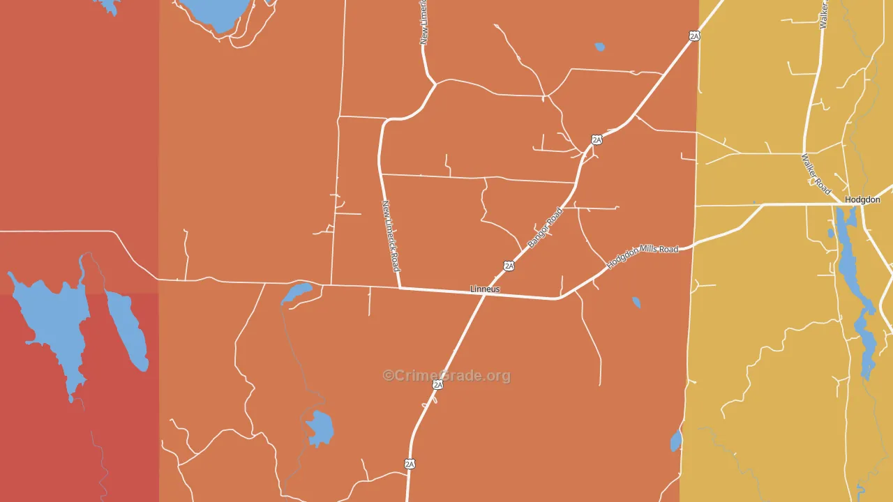 Linneus, ME Map of Robbery Rates