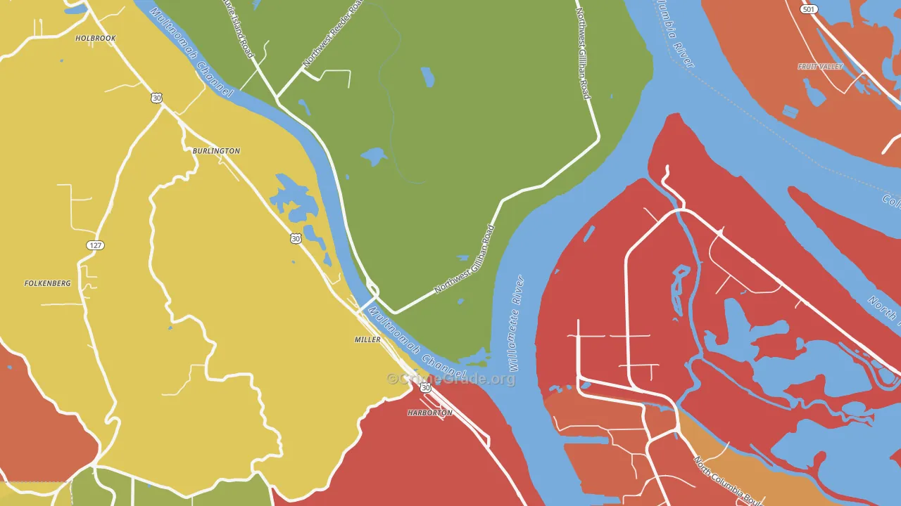 Linnton, OR Map of Robbery Rates