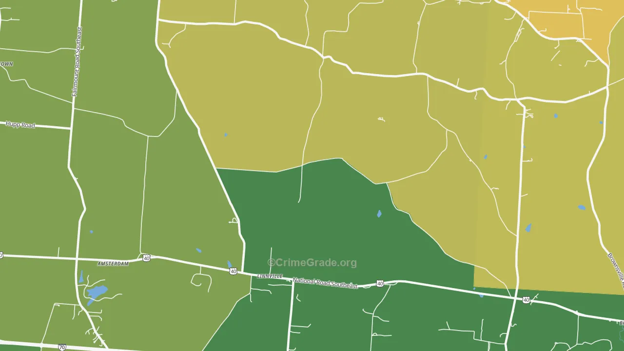 Linnville, OH Map of Robbery Rates