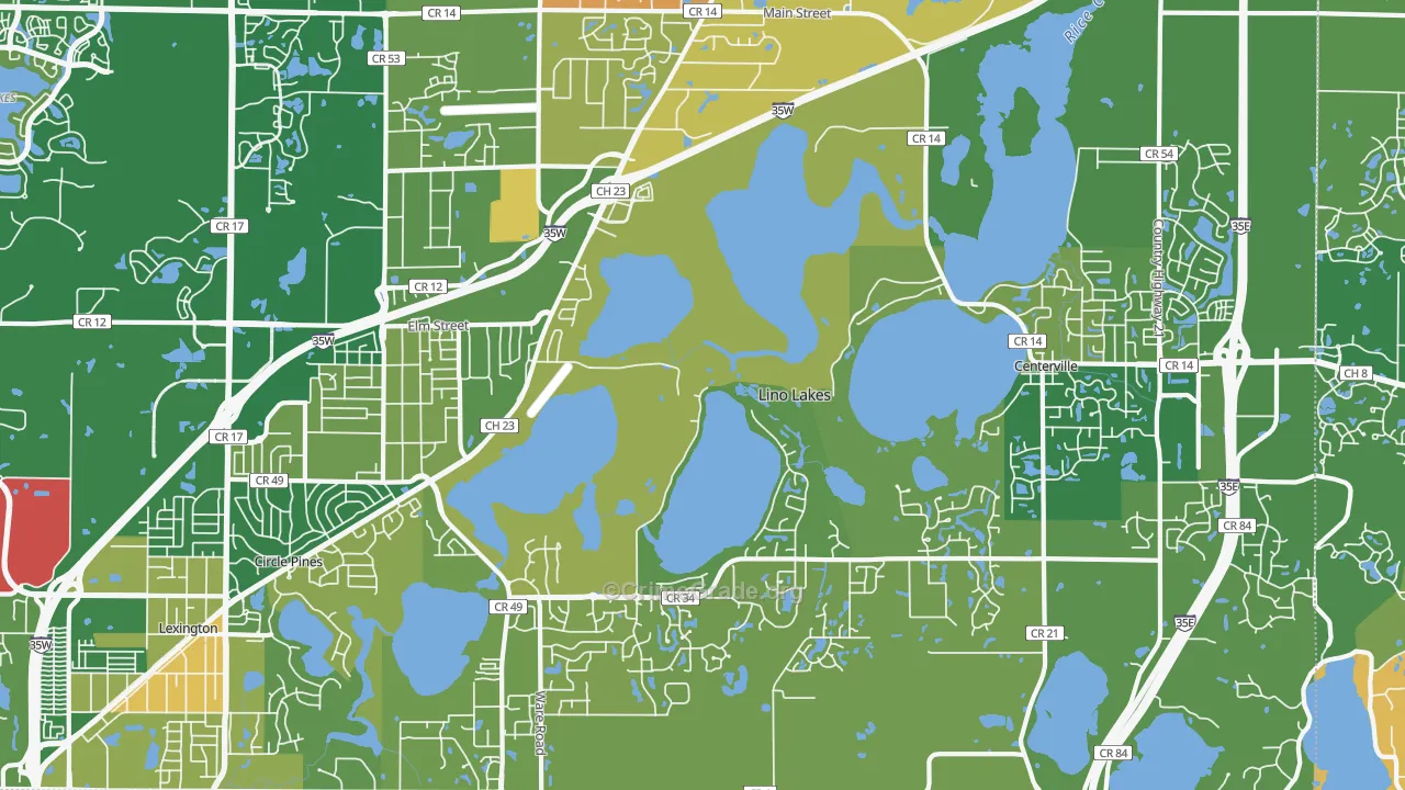 Lino Lakes, MN Map of Robbery Rates